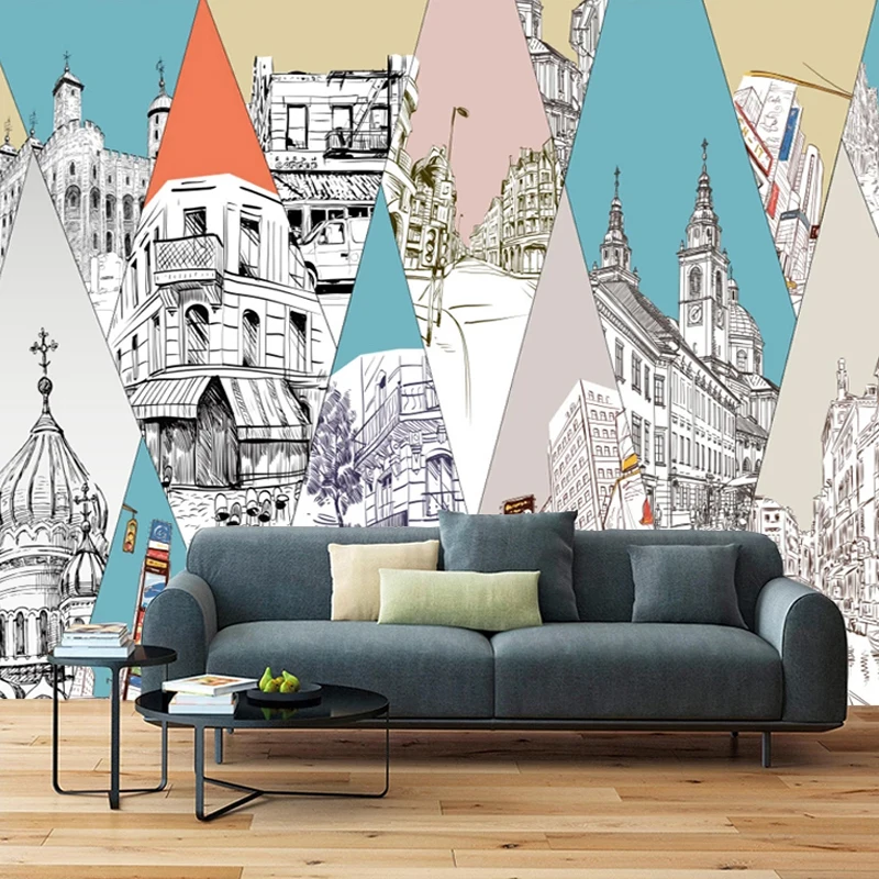 Настенные обои на заказ 3D абстрактные эскизы архитектура городская масляная