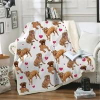 love cute dogue de fleece blanket 3d printed sherpa blanket on bed home textiles