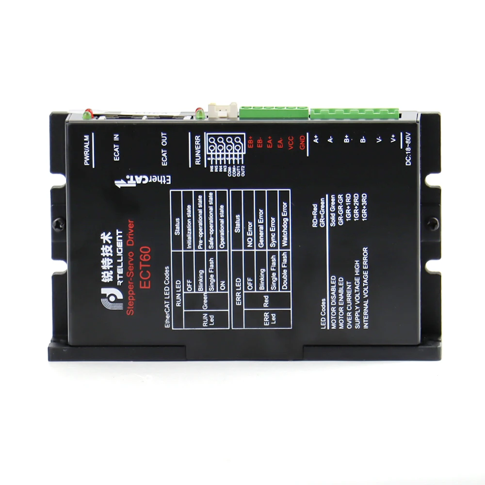 Rtelligent Nema 23 24 80V DC EtherCAT Fieldbus Тип замкнутый цикл шаговый двигатель драйвер CiA402