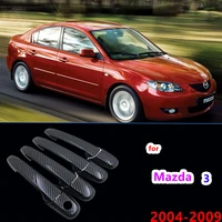 Black Carbon Fiber for Mazda 3 BK Sedan Hatch MPS 2004 2005 2006 2007 2008 2009 Door Handle Cover Refit Sticker Car Accessories