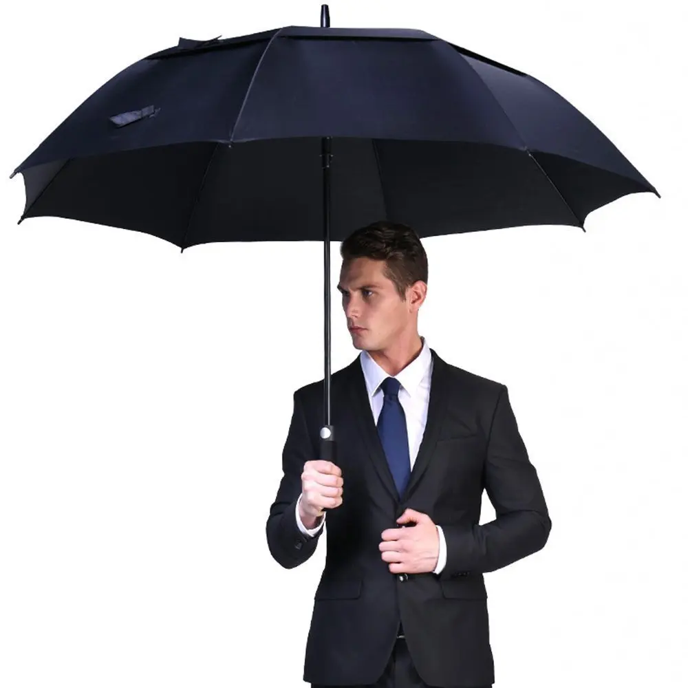 Oversize Automatic Umbrella Large Golf Strong Windproof Semi Auto Long Double Layer Outdoor Man Women Business | Дом и сад