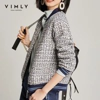 vimly short jacket for women 2020 winter clothes women vintage zipper patchwork tweed jackets femme veste 97902