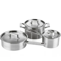 cooking pot set stainless steel pot set 3 piece pot insulation handle double bottom pot pot noodle pot small milk pot