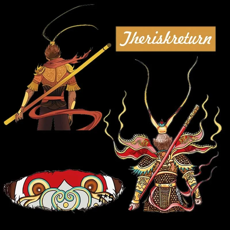 

1PCS Cartoon Anime Monkey King Heat Transfer street fashion Iron-on Transfers For Children's Clothing DIY Thermo-Sticker