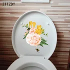ZTTZDY 20,8  23,9 см свежий цветок пион Туалет украшения аксессуары Милая Божья коровка дома номер наклейки на стену T2-1153