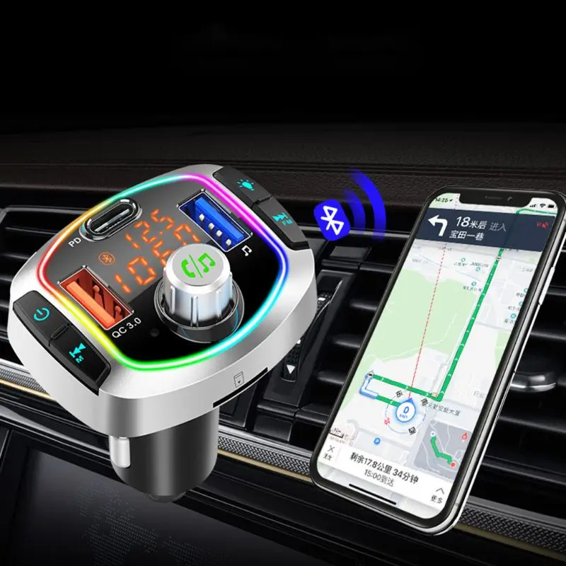 

QC3.0 Quick Charge Car MP3 Player Bluetooth 5.0 FM Transmitter LED Car Radio