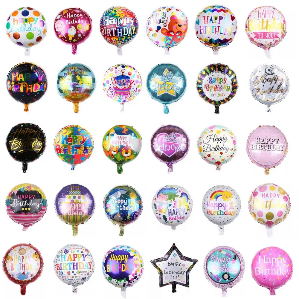 

10/5 pcs 18 inch Happy Birthday balloons helium foil globos for girls kids birthday party decorations round star balloons