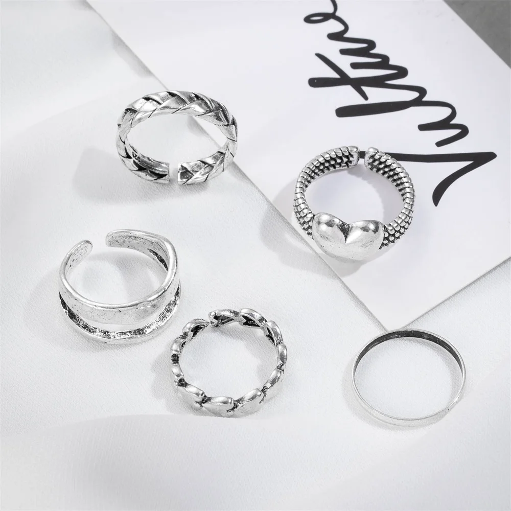 5 шт. винтажный Готический набор колец для влюбленных мульти Ele Мужской комплект