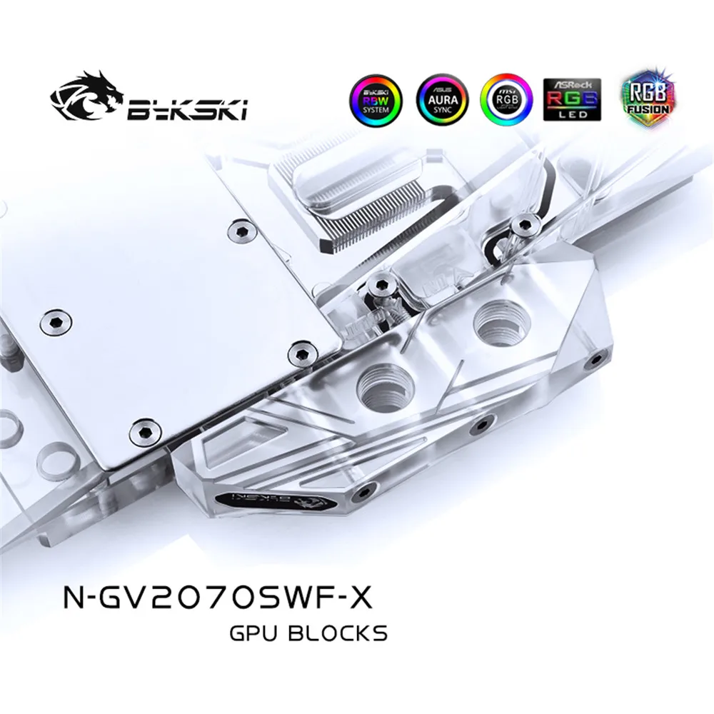 Bykski полный охват RGB / ARGB GPU блок водяного охлаждения для VGA Gigabyte rtx2070 super Windforoce oc 3x8G