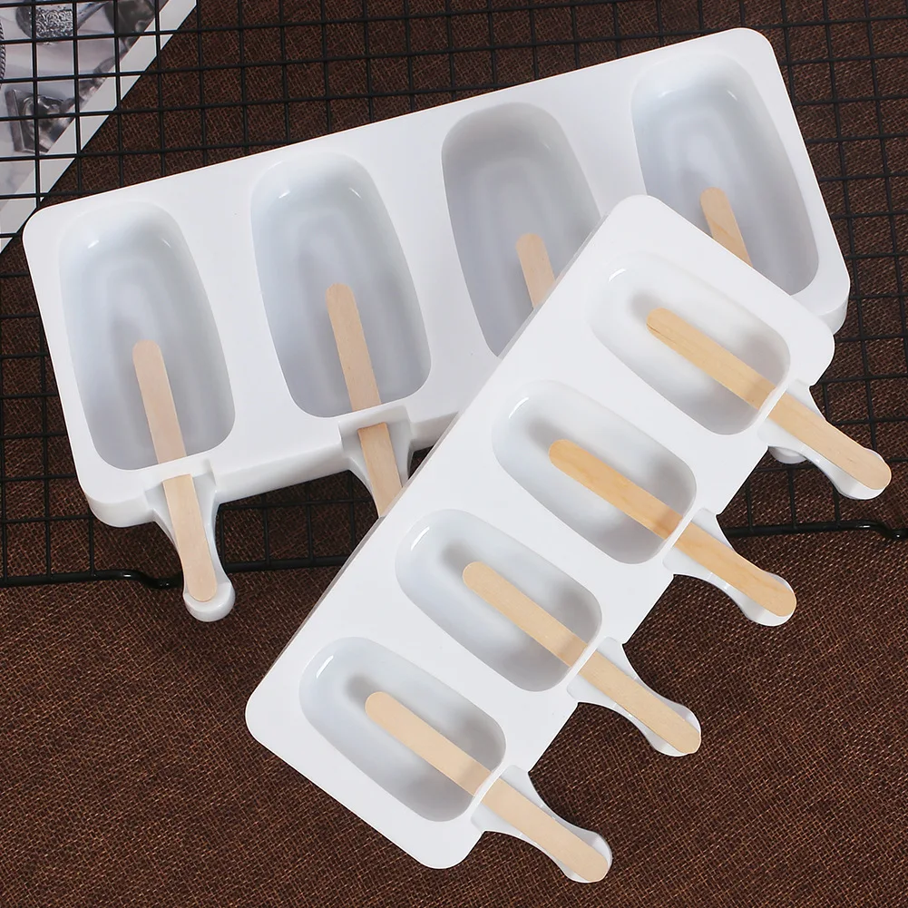 

Silicone Ice Cream Molds 4 Cell Ice Cube Tray Food Safe Popsicle Maker DIY Homemade Freezer Ice Lolly Mould Home Ice Cream tools