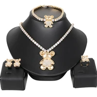 hot dubai gold jewelry sets for women wedding gifts africa party bear necklace ring earrings bracelet set nigeria jewellery