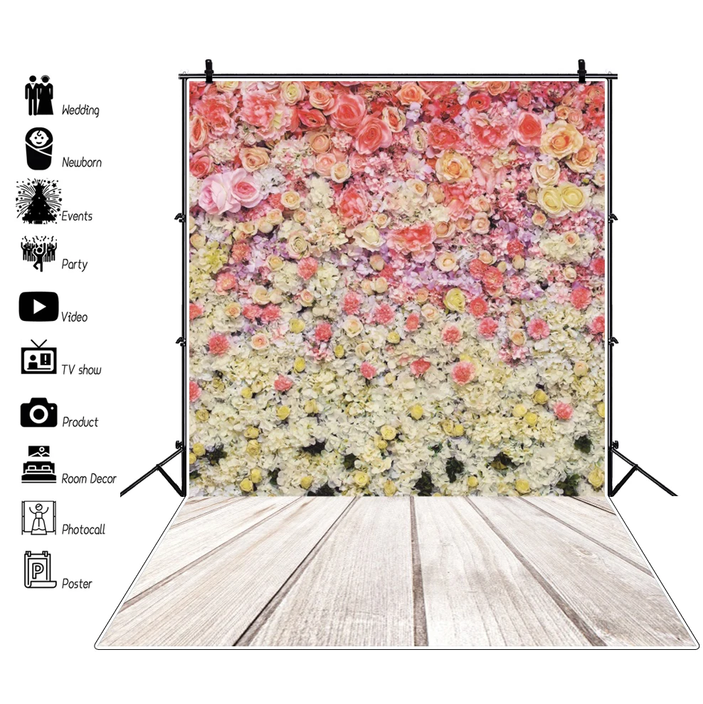 

Yeele Flower Wall Wood Photo Background Photophone Pinewood Photography Backdrops Studio Shoots for Baby Newborn Cake