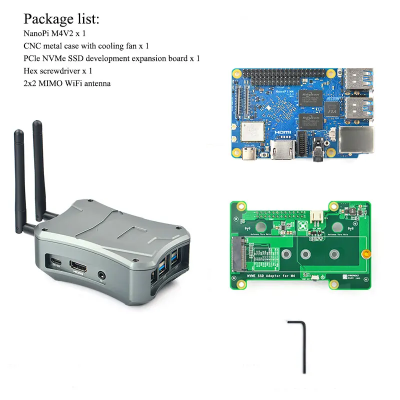 Металлический Чехол NanoPi M4B/M2V2 CNC Combo Rockchip FriendlyELEC RK3399 SoC 2 4G & 5G двухдиапазонный WiFi +