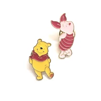 anime tigger pig pooh bear icons kawaii enamel pin badge cartoons collar lapel pin for backpack decoration jewelry kids gifts
