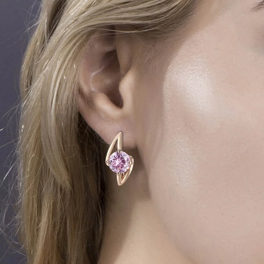 Женские серьги-гвоздики с искусственным жемчугом розовое золото 585 пробы |