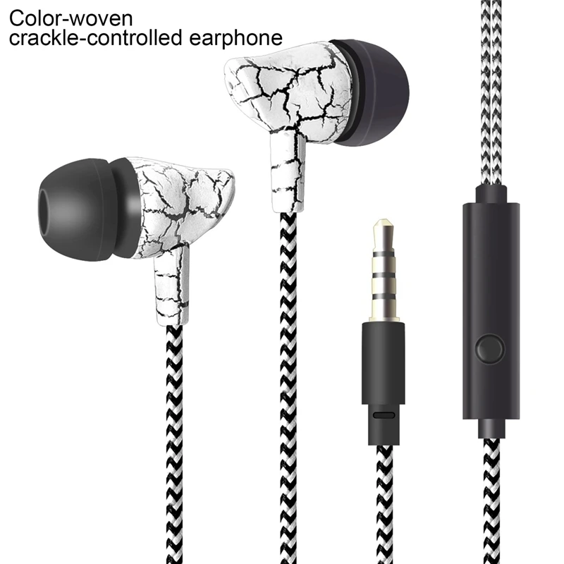 Трещина Плетеный Проводная гарнитура красочные наушники-вкладыши с микрофоном