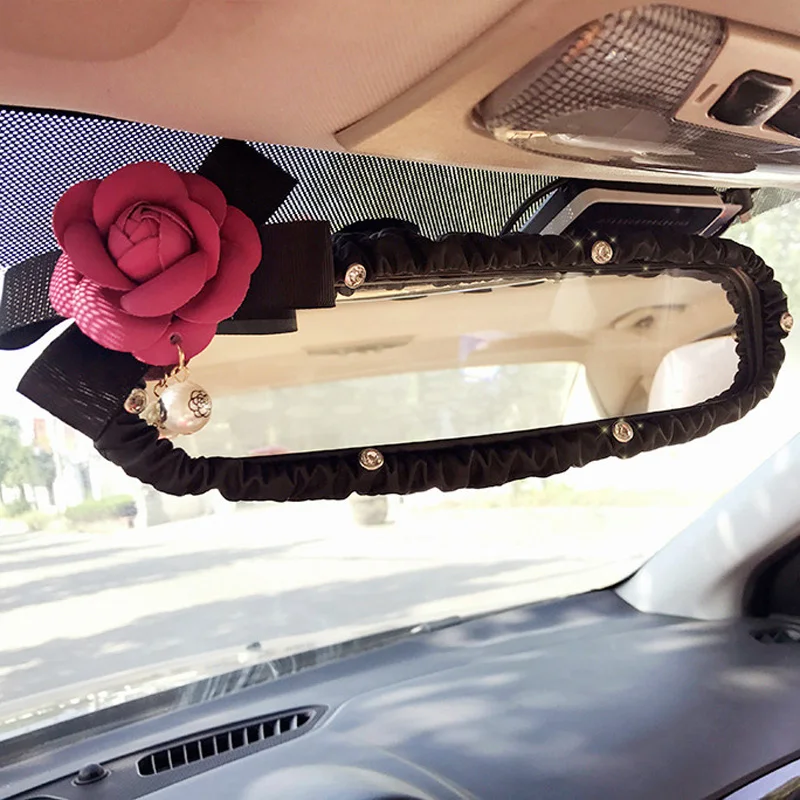 Украшение для зеркала заднего вида в виде цветка камелии|car mirror accessories|car accessories