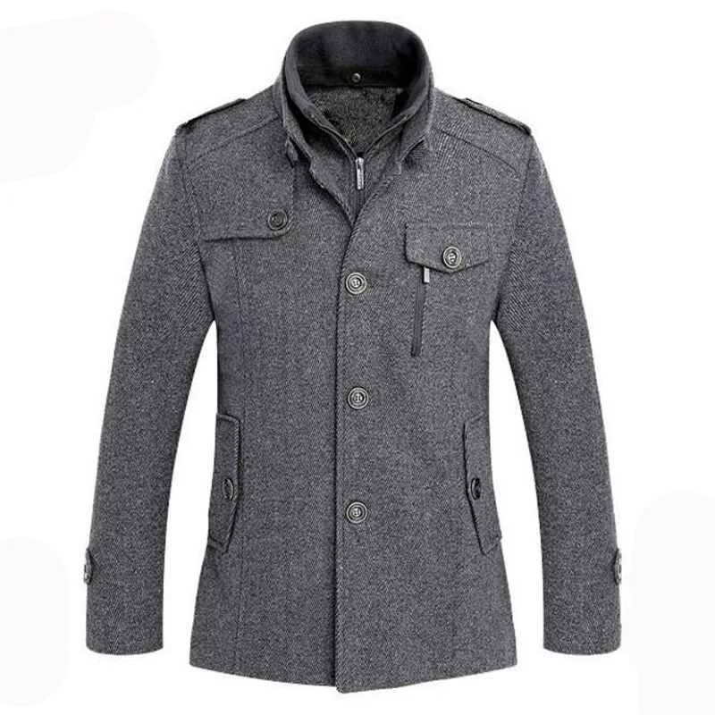 

Мужское модное шерстяное пальто для отдыха, однобортное зимнее пальто, ветровка, 2021