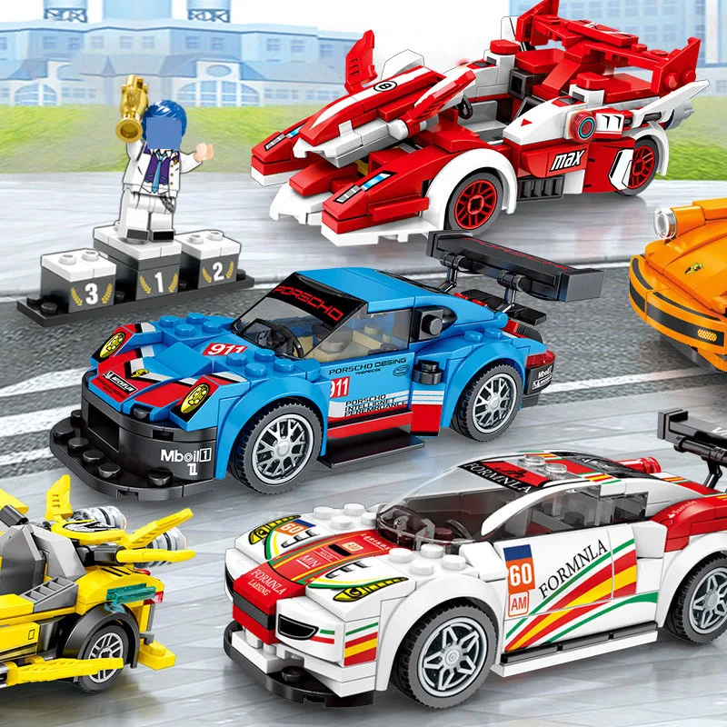 

City Racing Car Speed Champions Sports Model Building Blocks Classic Rally Super Racers Figures Brick Kids Toy Vehicles Kit Gift