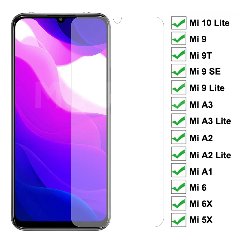 Защитное стекло 9H для Xiaomi Mi 9 SE 9T экрана 10 A3 A2 Lite A1 6 6X 5X закаленное пленка|Защитные
