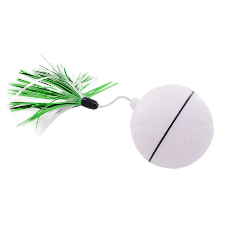 

Cute Interactive Cat Toys LED Light Cat Toy Chasers Ball With Detachable Feather Toys Rechargeable Entertainment Toy
