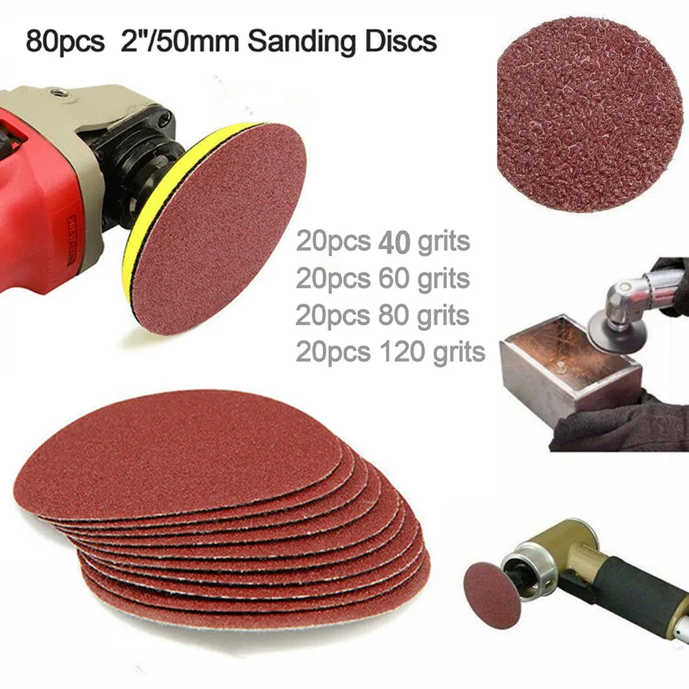 

40-120 Grit Sanding Discs 50mm 80pcs Abrasive Pad Coarse Fine Grinding