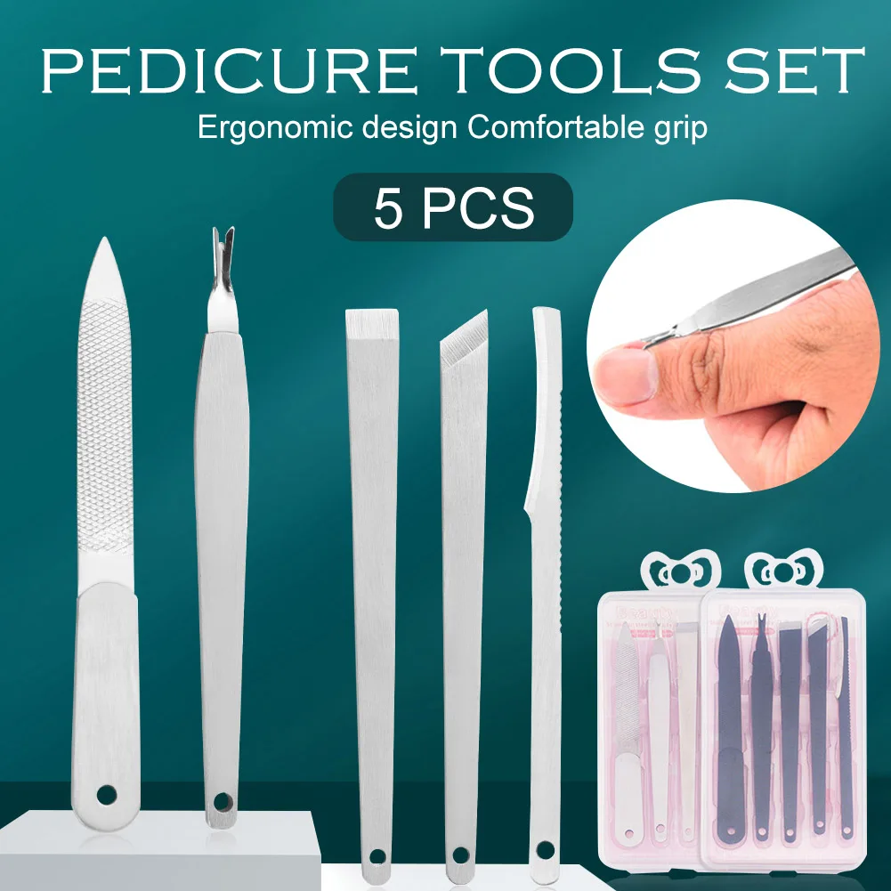 

5pcs Ingrown Toenail Fixer Straightening Patch Wire Nail Clipper Pusher Nail Repair Kit Corrector Foot Care Tool