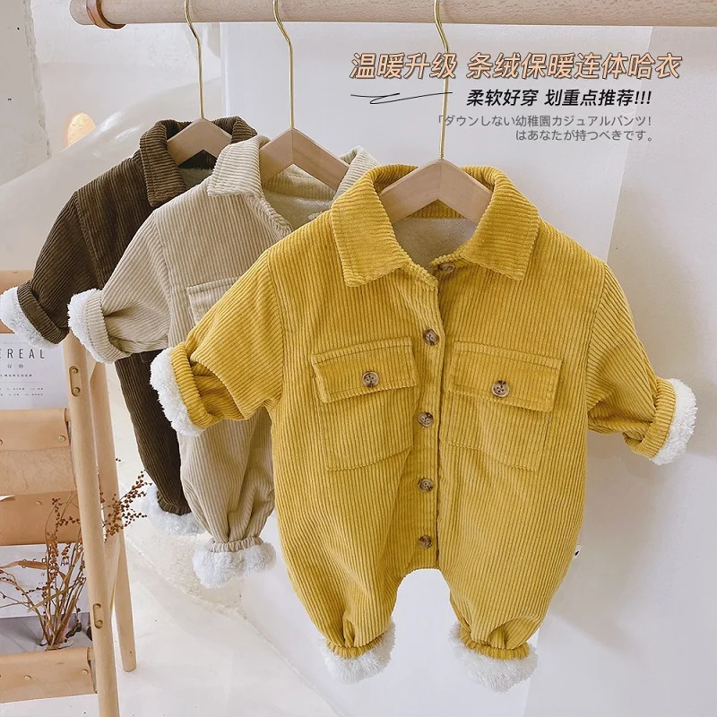 

Детский двухслойный комбинезон с бархатной подкладкой, пальто для альпинизма с добавлением меха, зимняя одежда для мальчиков и девочек