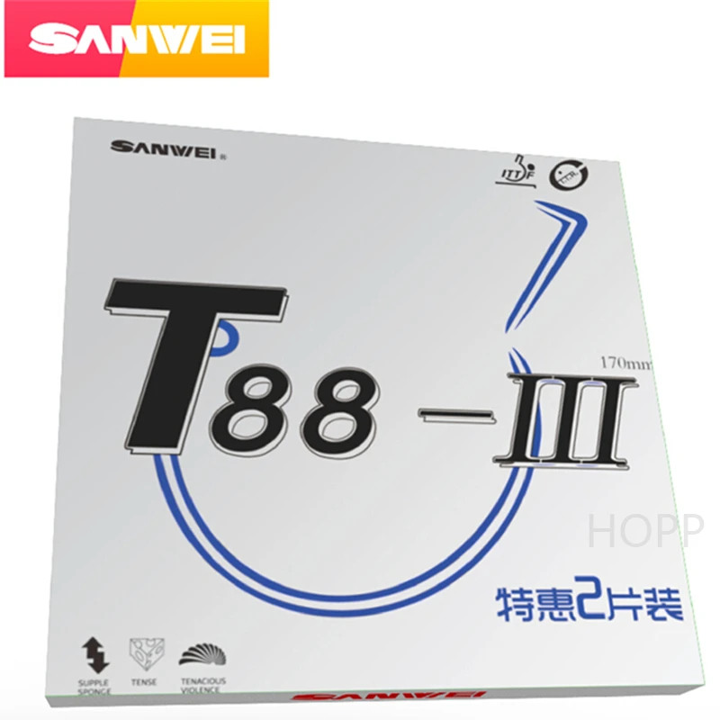 (10 Red 10 Black) SANWEI T88-3 Table Tennis Rubber (Half-sticky, loop) SANWEI T88 Ping Pong Sponge