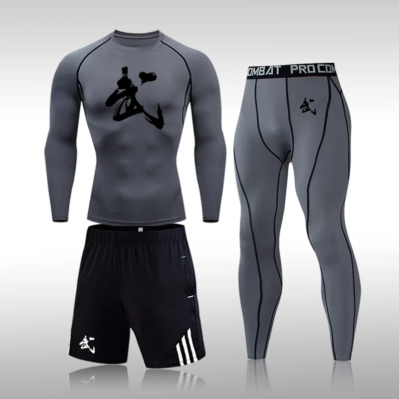 Мужской спортивный костюм компрессионная одежда для спортзала фитнеса бега