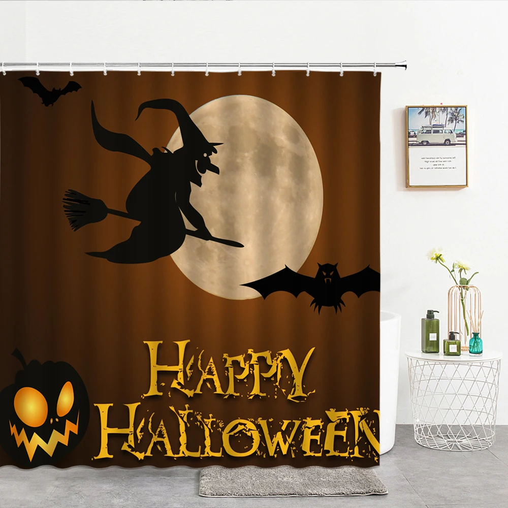 

Занавеска для душа на Хэллоуин, s, тыква, волшебник, занавеска для ванной, 3d печать, водонепроницаемая Полиэстеровая фракивная занавеска для ...
