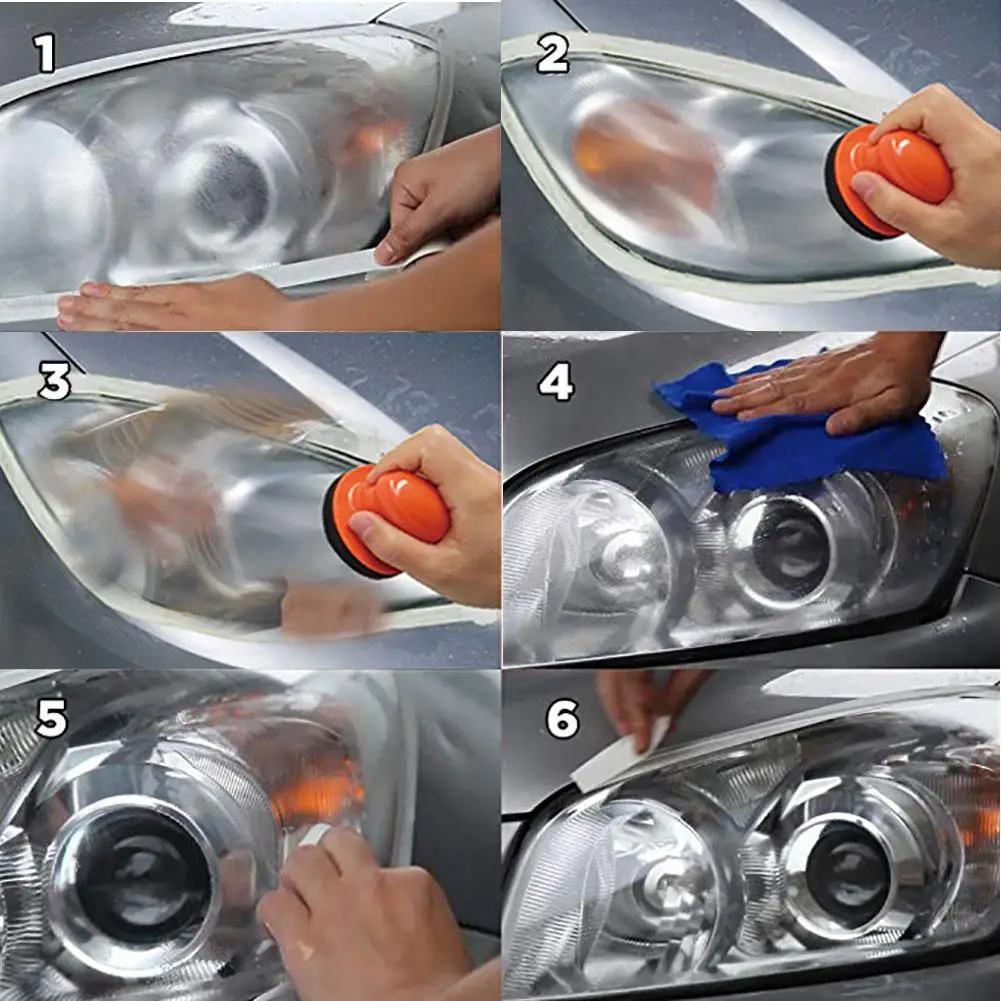 

Car Headlight Restoration System Repair Kit DIY Headlamp Brightener Car Care Repair Kit Lamp Light Clean Polish By Manual