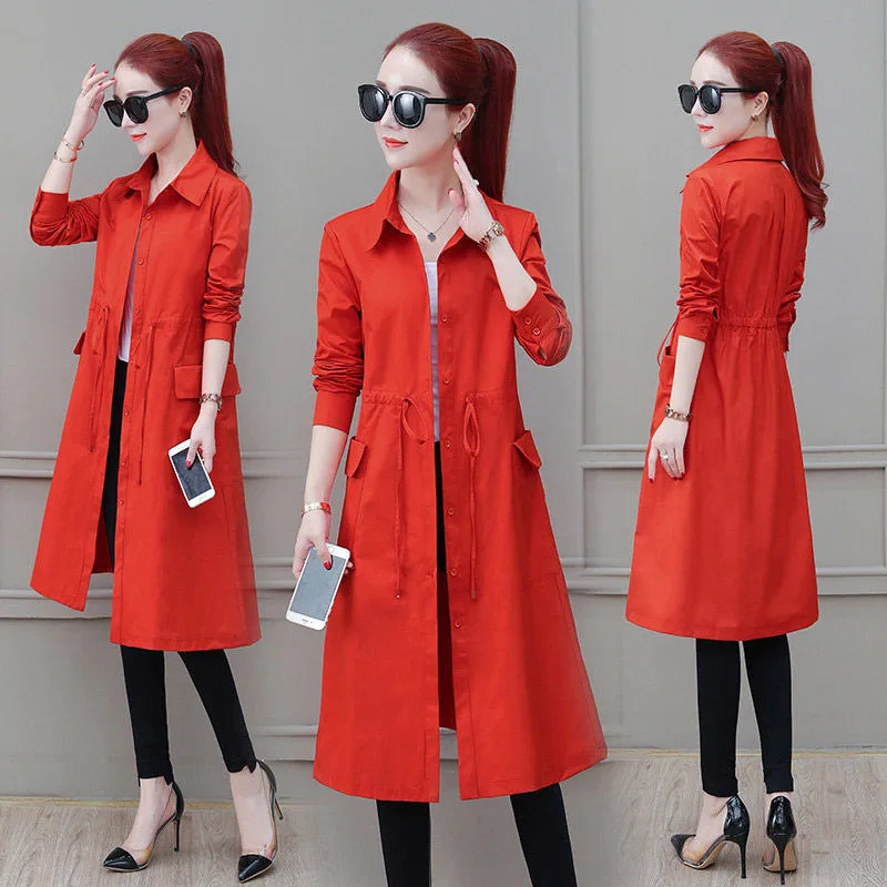 

2021 Autumn Fashion Women Trench Coat Thin Single-breasted Overcoat Casual Windbreakers Female Long Coats Outerwear
