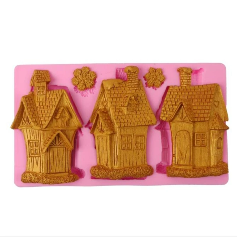 

Силиконовые формы для помадки, изысканный Рождественский коттедж, «сделай сам», поделки из смолы, инструменты для украшения тортов для кухн...