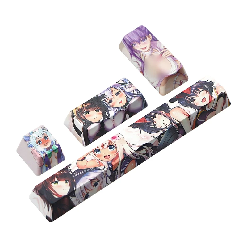 

R58A 4Pcs Japanese Anime PBT Space Keycaps Ahegao Keycaps 6.25U ESC Spacebar For Mechanical Keyboard Switches Keycaps