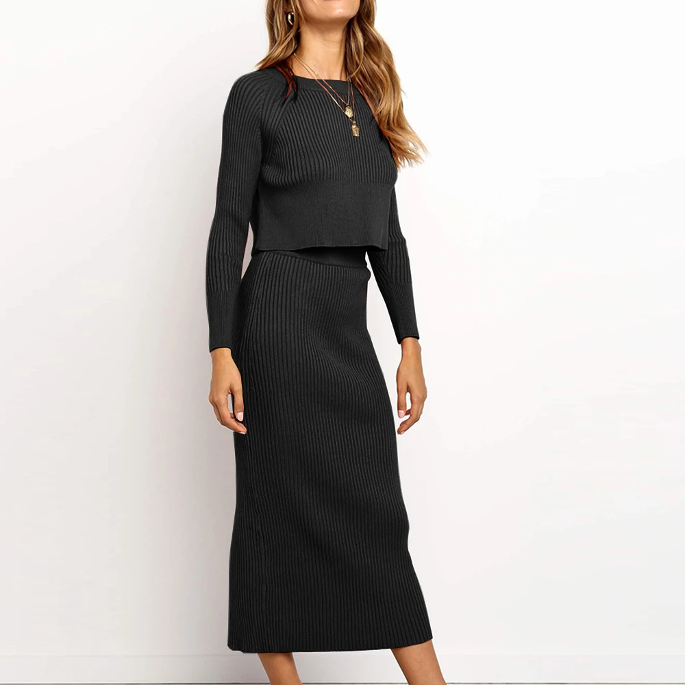 Комплект из 2 предметов облегающие топы и юбка-карандаш Осенняя кофта вязаные