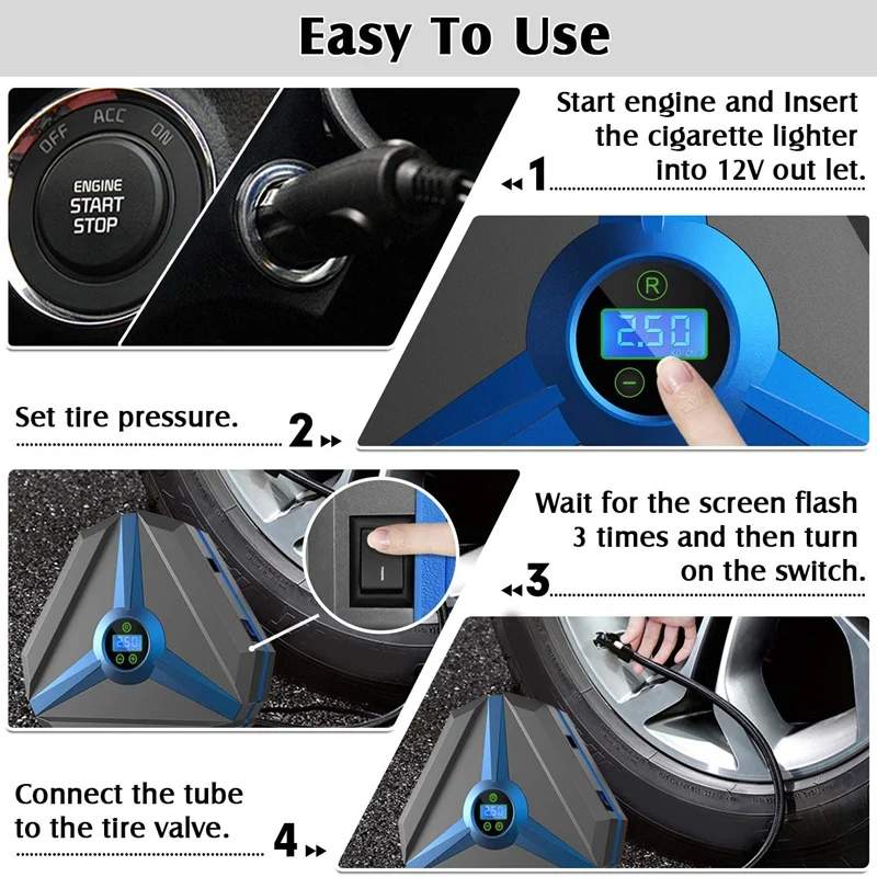 

Portable Air Compressor Tire Inflator 150PSI Digital Air Pump with LED Light for Car,Motorcycle,Outdoor Paddle Board