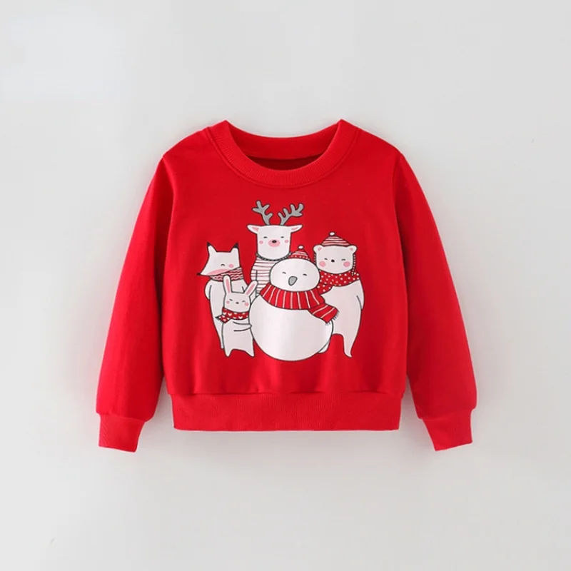 

Детская футболка с длинным рукавом, с рисунком Санты и оленя