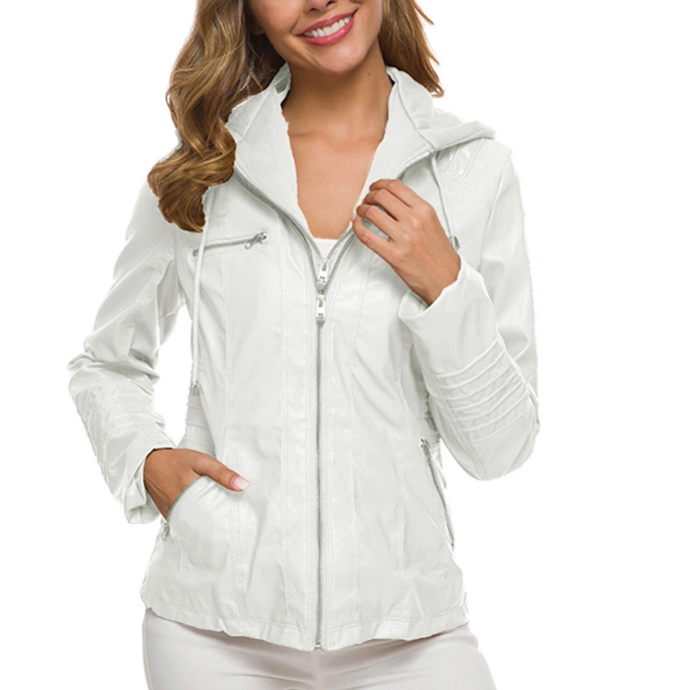 Женская мотоциклетная куртка из искусственной кожи черная верхняя одежда в