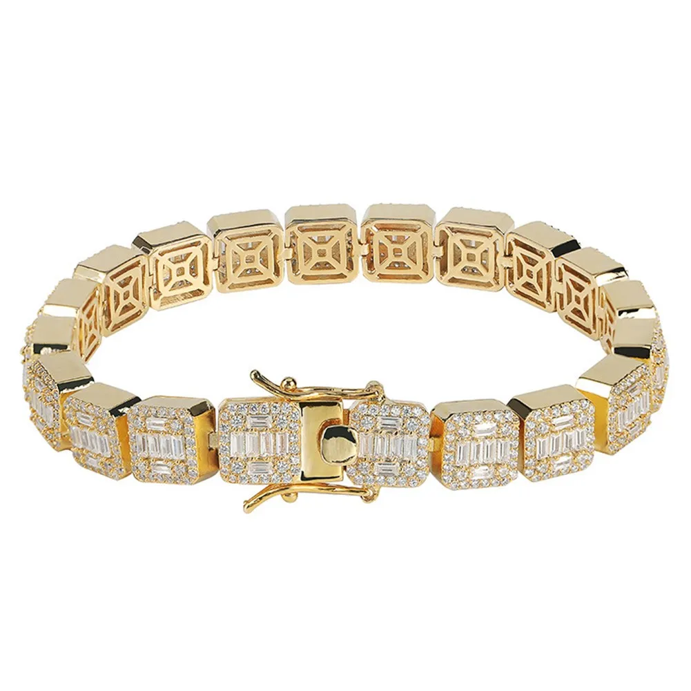 Iced Out Bling 10 мм теннисные Цепи Браслеты Микро Проложить CZ Золотой Серебряный цвет