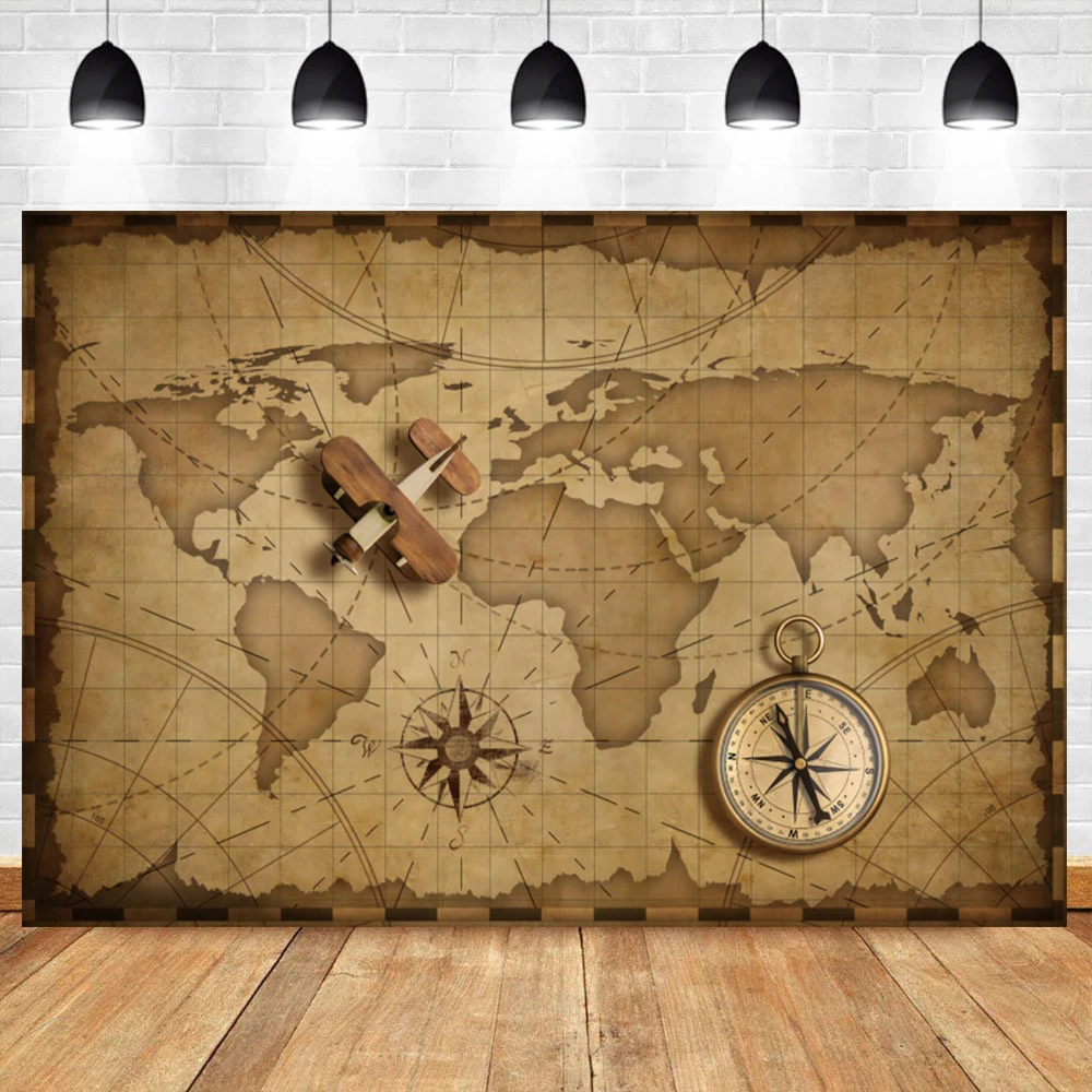 Фотофоны для фотосъемки с изображением пиратского корабля колоды карты мира