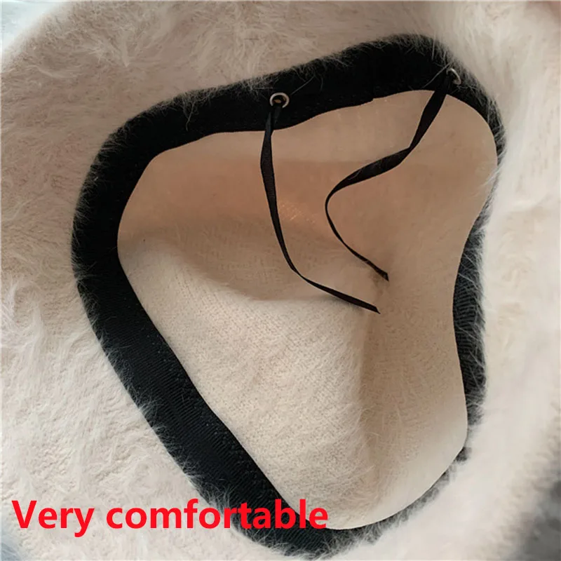 

2020 Hat winter women's fashion Solid color rabbit fur hat bucket cap fisherman's hat retro knitted wool basin Bucket Hat