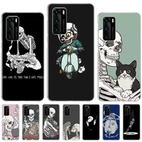 interesting skeleton man skull case for huawei p50 p40 p30 p20 p10 lite printing pattern cover for huawei mate 20 10 pro coque
