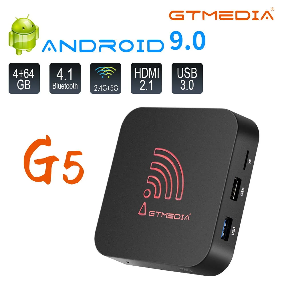 

GTMEDIA G5 Android TV Box 9.0 4GB 64GB Smart TV Box Media Player S905X2 USB 3.0 4K HDR Wifi 2.4GHz 5.8GHz BT4.1 Set Top Box
