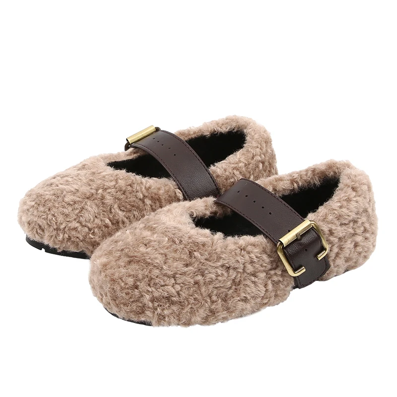 Girl Lamb Furry Shoes Fall and Winter 2021 New Korean Children's Princess Fashion Keep warm shoes 1-3-8-15 Years Old | Детская