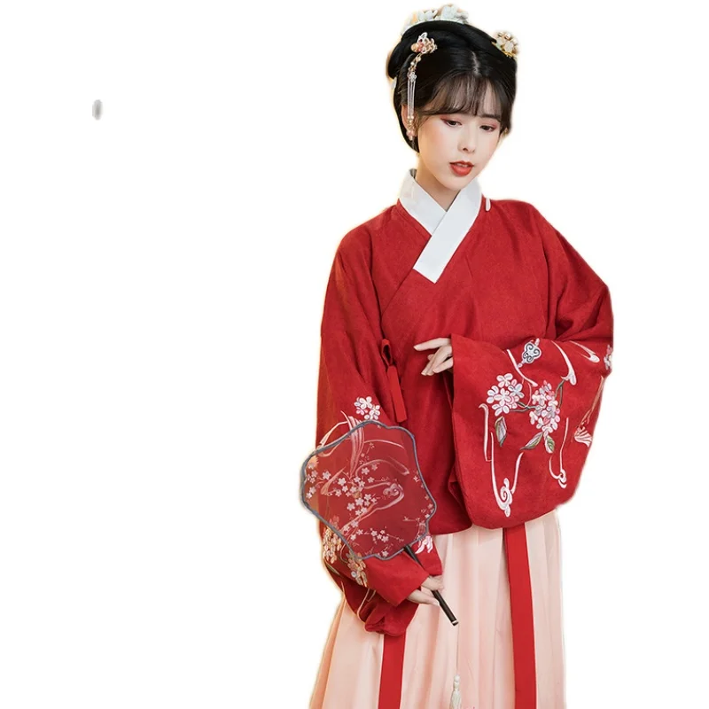 

Winter Chinese Traditional Clothes for Women Adult Ming Dynasty Ancient Hanfu Suit Classical Folk Dance Clothes Hanfu Dress