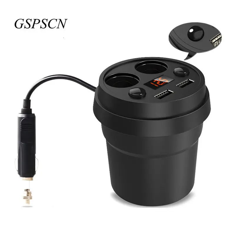 GSPSCN автомобильный инвертор 5 в 3 А с двойным USB зарядным устройством, светодиодный дисплей, 2 автомобильного прикуривателя, автомобильный инвертор