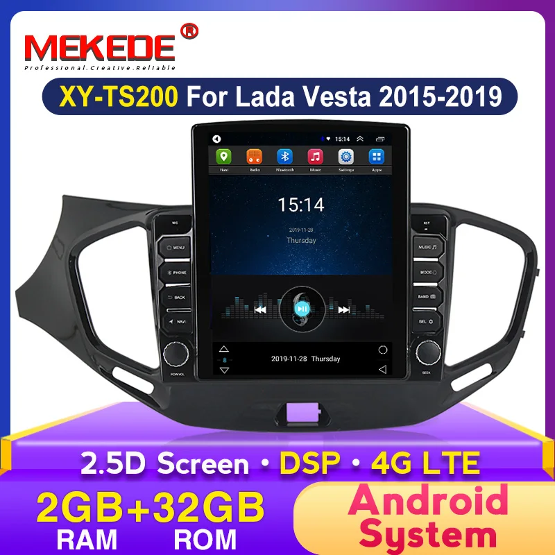 MEKEDE Android 2.5D Автомобильный GPS радио головное устройство плеер для Lada Vesta Cross Sport 2015