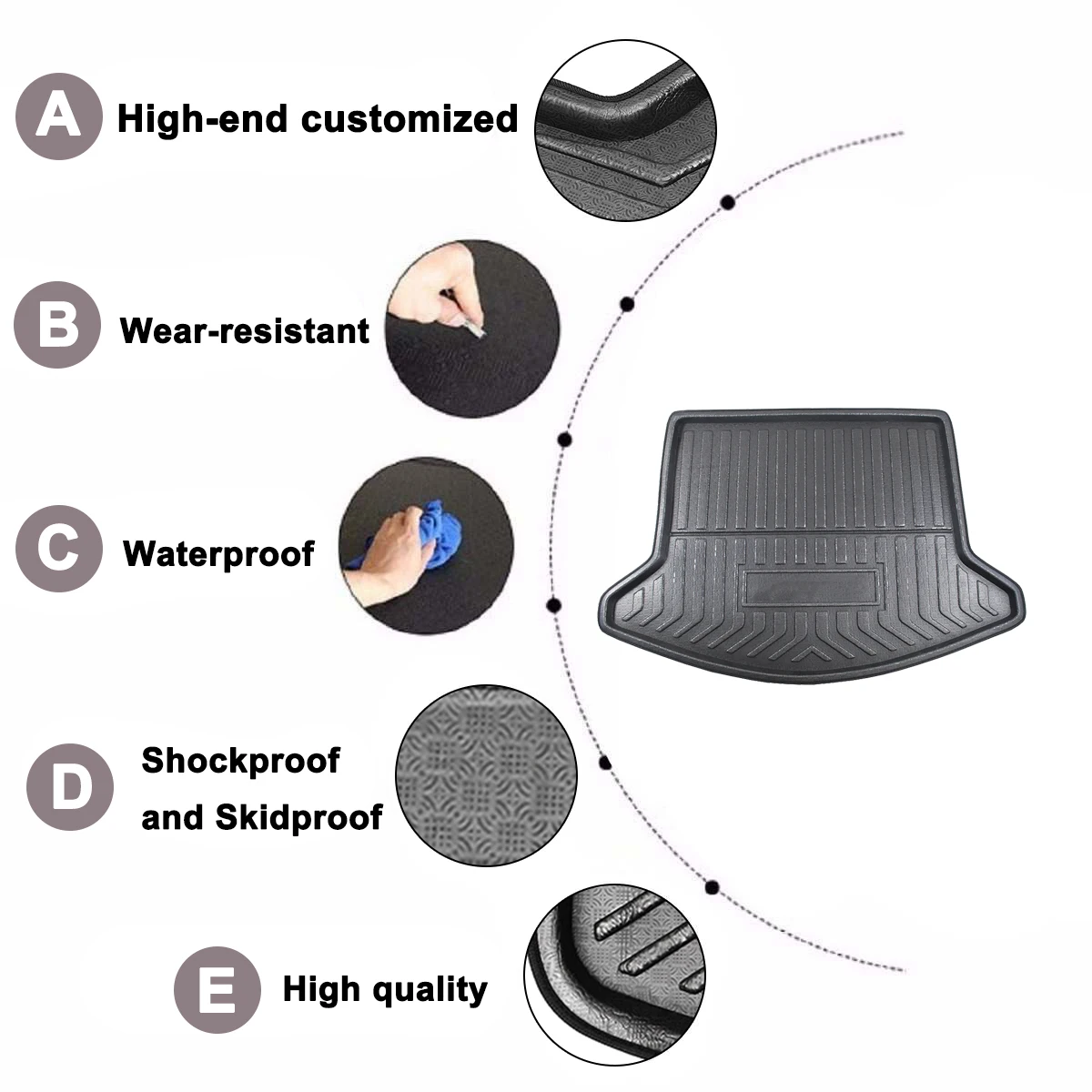 

Car Floor Mat Rear Trunk Anti-mud Cover Carpet For Mazda CX-5 2017 2018