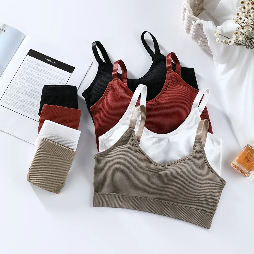 

Women Bra Panties Set Push Up Sports Bra Set Sexy Seamless Active Bra Thong Lingerie Set Solid Fitness Crop Top Underwear